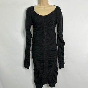 All Saints scrunched sparkle long sleeve dress